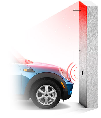 Bạn có thể lắp đặt các đèn LED  trong garage, cường độ và màu sắc các đèn này sẽ thay đổi theo khoảng cách của xe bạn đến tường